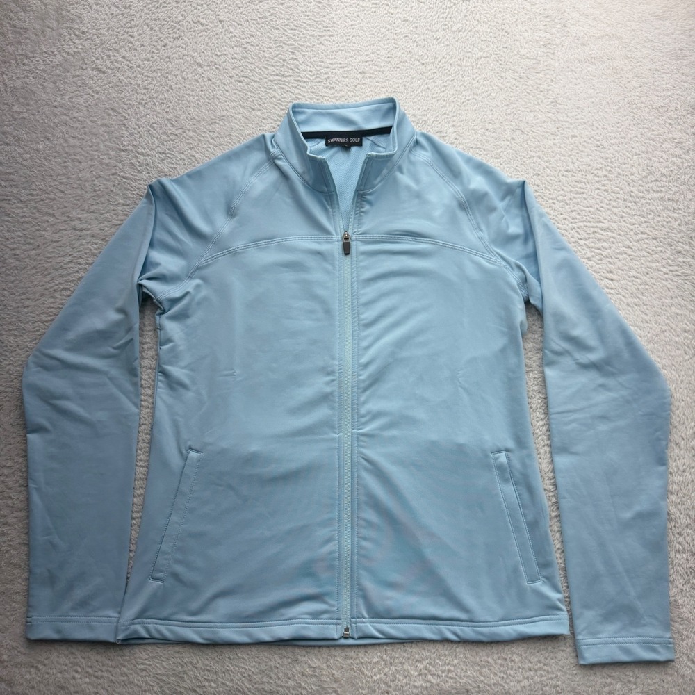 Swannies Golf Womens Large Light Blue Full Zip Performance Jacket Mock Neck L